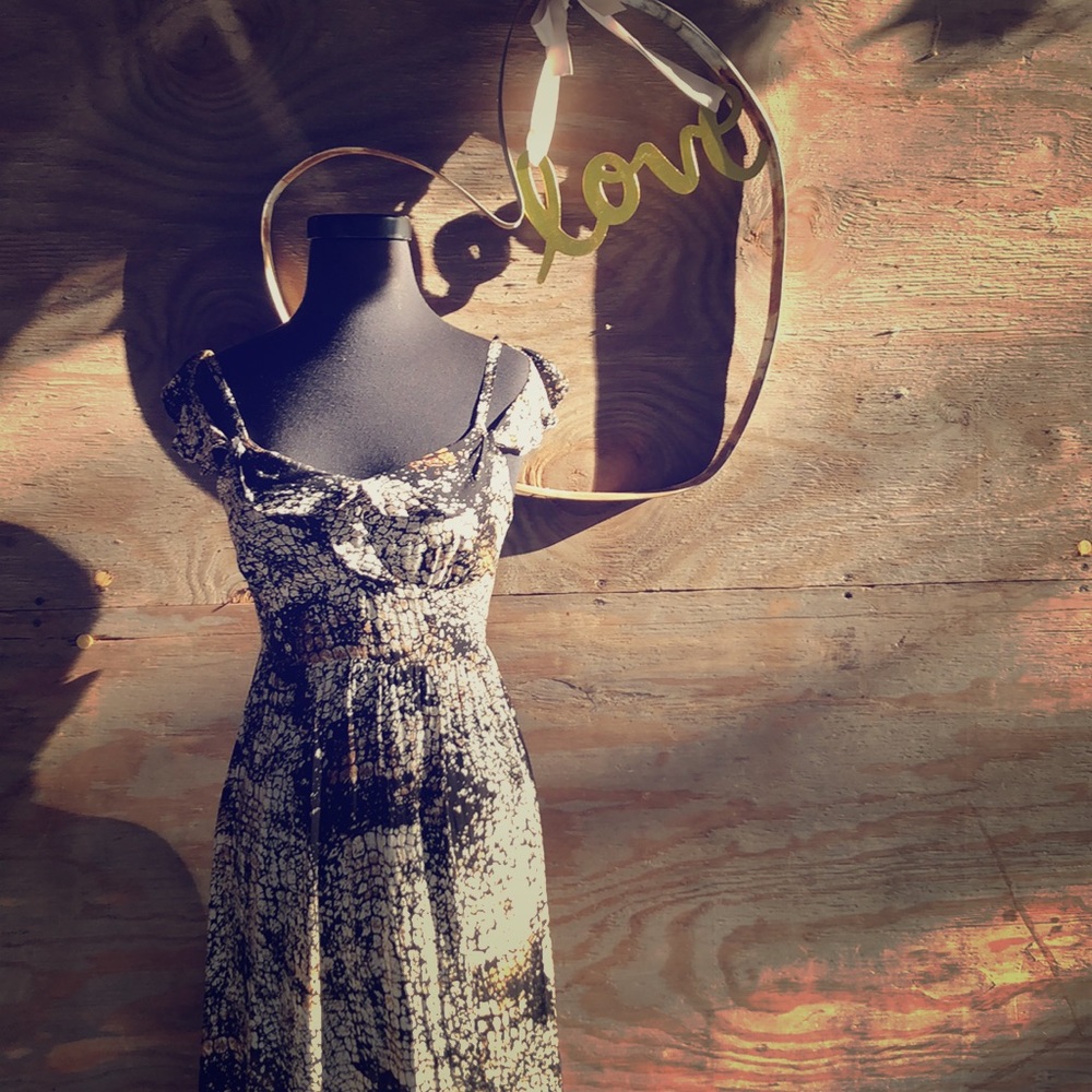 EUC black multi maxi dress